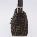 FENDI Zucca Canvas Mamma Baguette Shoulder Bag Brown Black Auth 204131V-3