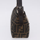 FENDI Zucca Canvas Mamma Baguette Shoulder Bag Brown Black Auth 204131V-4