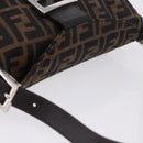 FENDI Zucca Canvas Mamma Baguette Shoulder Bag Brown Black Auth 204131V-6