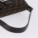 FENDI Zucca Canvas Mamma Baguette Shoulder Bag Brown Black Auth 204131V-7