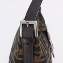 FENDI Zucca Canvas Mamma Baguette Shoulder Bag Brown Black Auth 204131V-8