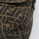FENDI Zucca Canvas Mamma Baguette Shoulder Bag Black Brown Auth 204132V-14