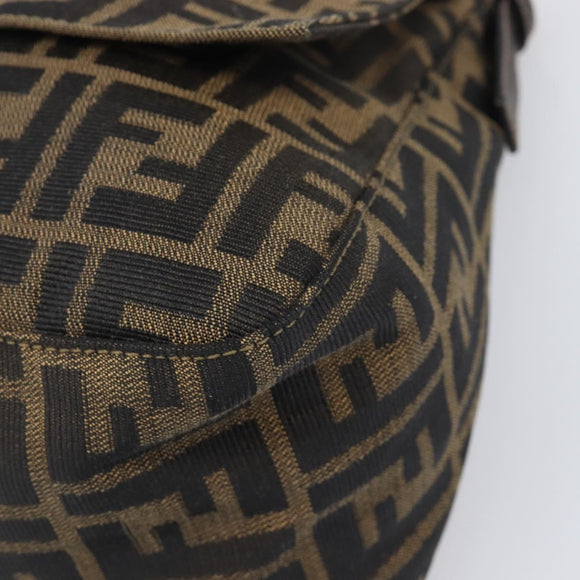 FENDI Zucca Canvas Mamma Baguette Shoulder Bag Black Brown Auth 204132V