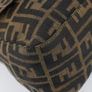 FENDI Zucca Canvas Mamma Baguette Shoulder Bag Black Brown Auth 204132V-15