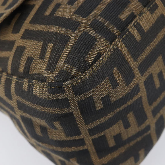 FENDI Zucca Canvas Mamma Baguette Shoulder Bag Black Brown Auth 204132V