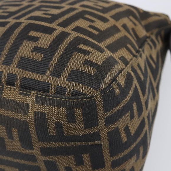 FENDI Zucca Canvas Mamma Baguette Shoulder Bag Black Brown Auth 204132V