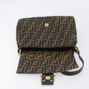FENDI Zucca Canvas Mamma Baguette Shoulder Bag Black Brown Auth 204132V-20