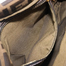 FENDI Zucca Canvas Mamma Baguette Shoulder Bag Black Brown Auth 204132V-25