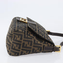 FENDI Zucca Canvas Mamma Baguette Shoulder Bag Black Brown Auth 204132V-3