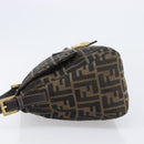 FENDI Zucca Canvas Mamma Baguette Shoulder Bag Black Brown Auth 204132V-4