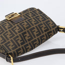 FENDI Zucca Canvas Mamma Baguette Shoulder Bag Black Brown Auth 204132V-6