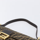 FENDI Zucca Canvas Mamma Baguette Shoulder Bag Black Brown Auth 204132V-8
