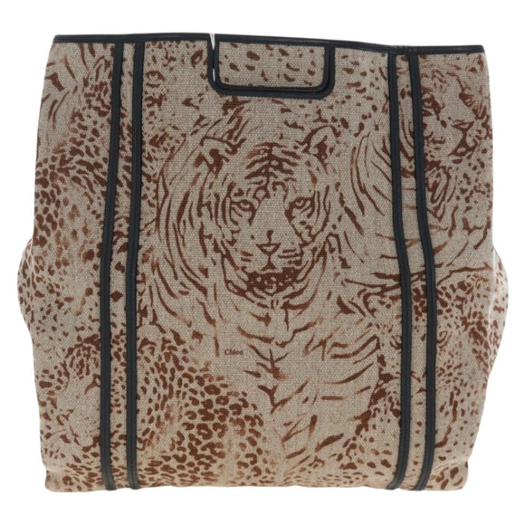Chloe Hand Bag Canvas Beige Gold Auth 204138A