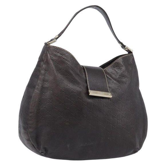 GUCCI GG Canvas Guccissima Shoulder Bag Leather Brown Gold 211933 Auth 204140V
