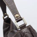 GUCCI GG Canvas Guccissima Shoulder Bag Leather Brown Gold 211933 Auth 204140V-17