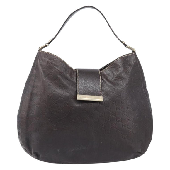 GUCCI GG Canvas Guccissima Shoulder Bag Leather Brown Gold 211933 Auth 204140V