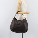 GUCCI GG Canvas Guccissima Shoulder Bag Leather Brown Gold 211933 Auth 204140V-24