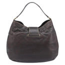 GUCCI GG Canvas Guccissima Shoulder Bag Leather Brown Gold 211933 Auth 204140V-2