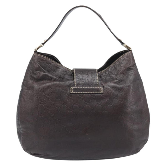 GUCCI GG Canvas Guccissima Shoulder Bag Leather Brown Gold 211933 Auth 204140V