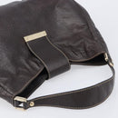 GUCCI GG Canvas Guccissima Shoulder Bag Leather Brown Gold 211933 Auth 204140V-6
