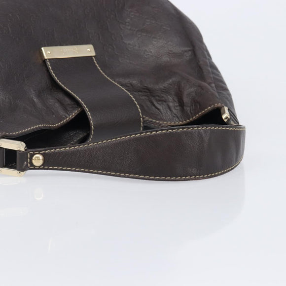 GUCCI GG Canvas Guccissima Shoulder Bag Leather Brown Gold 211933 Auth 204140V