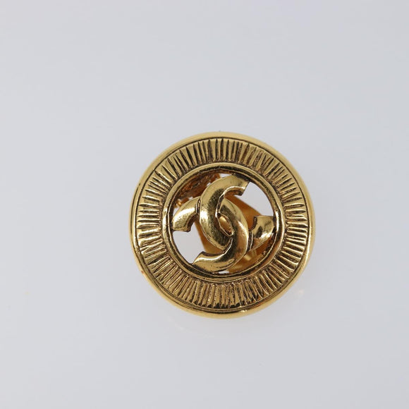 CHANEL Earring Metal Gold Tone CC Auth 204143V