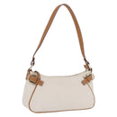 Salvatore Ferragamo Gancini Accessory Pouch PVC Canvas White Gold Auth 204147-1