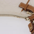 Salvatore Ferragamo Gancini Accessory Pouch PVC Canvas White Gold Auth 204147-10