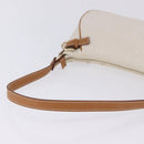 Salvatore Ferragamo Gancini Accessory Pouch PVC Canvas White Gold Auth 204147-8