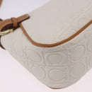 Salvatore Ferragamo Gancini Accessory Pouch PVC Canvas White Gold Auth 204147-16