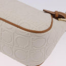 Salvatore Ferragamo Gancini Accessory Pouch PVC Canvas White Gold Auth 204147-17