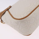 Salvatore Ferragamo Gancini Accessory Pouch PVC Canvas White Gold Auth 204147-18