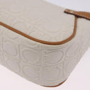 Salvatore Ferragamo Gancini Accessory Pouch PVC Canvas White Gold Auth 204147-19