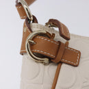 Salvatore Ferragamo Gancini Accessory Pouch PVC Canvas White Gold Auth 204147-20