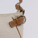 Salvatore Ferragamo Gancini Accessory Pouch PVC Canvas White Gold Auth 204147-21