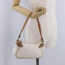 Salvatore Ferragamo Gancini Accessory Pouch PVC Canvas White Gold Auth 204147-25