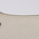 Salvatore Ferragamo Gancini Accessory Pouch PVC Canvas White Gold Auth 204147-3