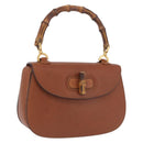 GUCCI Bamboo Hand Bag Leather Brown Gold 000 46 0188 Auth 204148V-1