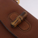 GUCCI Bamboo Hand Bag Leather Brown Gold 000 46 0188 Auth 204148V-24