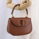 GUCCI Bamboo Hand Bag Leather Brown Gold 000 46 0188 Auth 204148V-33