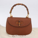GUCCI Bamboo Hand Bag Leather Brown Gold 000 46 0188 Auth 204148V-12