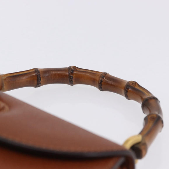 GUCCI Bamboo Hand Bag Leather Brown Gold 000 46 0188 Auth 204148V