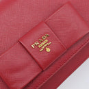 PRADA Chain Wallet Shoulder Bag Safiano leather Red Gold Auth 204149V-20