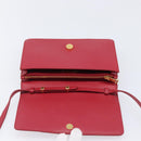 PRADA Chain Wallet Shoulder Bag Safiano leather Red Gold Auth 204149V-9