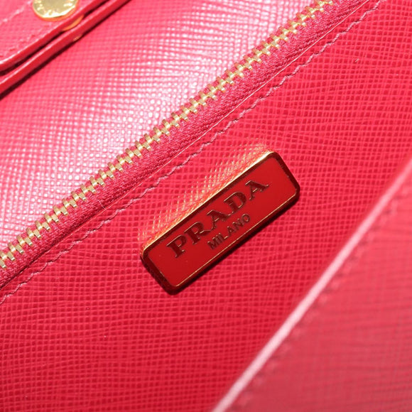 PRADA Chain Wallet Shoulder Bag Safiano leather Red Gold Auth 204149V