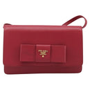 PRADA Chain Wallet Shoulder Bag Safiano leather Red Gold Auth 204149V-13