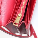 PRADA Chain Wallet Shoulder Bag Safiano leather Red Gold Auth 204149V-26