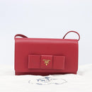 PRADA Chain Wallet Shoulder Bag Safiano leather Red Gold Auth 204149V-12