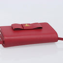 PRADA Chain Wallet Shoulder Bag Safiano leather Red Gold Auth 204149V-6