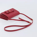 PRADA Chain Wallet Shoulder Bag Safiano leather Red Gold Auth 204149V-7